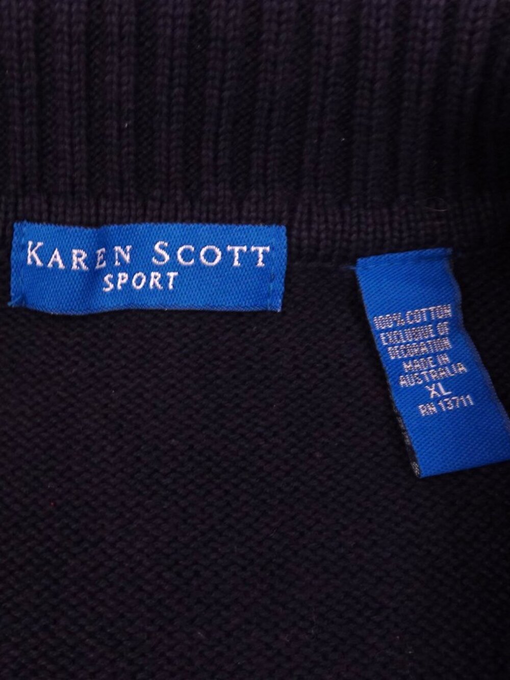 Karen Scott 4th July Zip Cardigan XL Blue USA Flag Made in Australia Patriotic - Picture 3 of 9